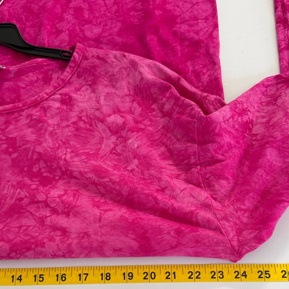 Fast Fashion 100% Cotton Vibrant Fuchsia Long Sleeve Tie Dye Top - Picture 8 of 10